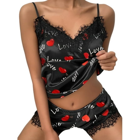 Frontwalk Women Pajamas Sets 2 Pieces Outfits Nightwear Cami Shorts Sleepwear Home Clothes Spaghetti Straps Lingerie V Neck Lounge Set Black L
Frontwalk Women Pajamas Sets 2 Pieces Outfits Nightwear Cami Shorts Sleepwear Home Clothes Spaghetti Straps Lingerie V Neck Lounge Set Black L
