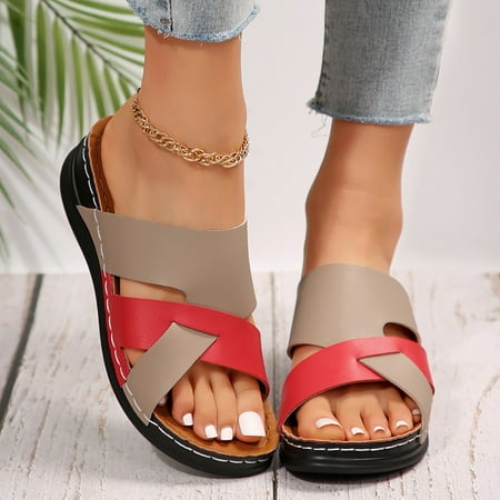 Siaonvr Women s Wedge Sandals Women s Casual Slope Heel Thick Bottom Colorblocking Big Size Slippers Sandals
Siaonvr Women s Wedge Sandals Women s Casual Slope Heel Thick Bottom Colorblocking Big Size Slippers Sandals