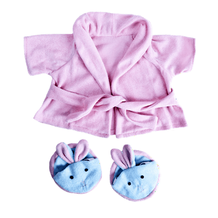 Pink Bathrobe w/Bunny Slippers Teddy bear Clothes (16 )