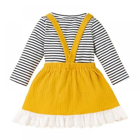 Baby Girl Tops Newborn Clothing Baby Girl Long Sleeve Stripe Top + Lace Suspender Skirt Suit For Infant 6-36 Months SLPUSH
Baby Girl Tops Newborn Clothing Baby Girl Long Sleeve Stripe Top + Lace Suspender Skirt Suit For Infant 6-36 Months SLPUSH