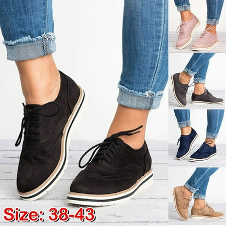 Women Brogue Shoes Oxfords British Style Cut-Outs Flat Casual Lady Shoes