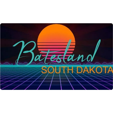 Batesland South Dakota 4 X 2.25-Inch Fridge Magnet Retro Neon Design