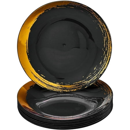 Royalty Gold Brush Stroke Rimmed Plastic Dessert Plates for Party (10 PC) Heavy Duty Disposable Dinner Set 7.5 Fine China Look Dishes for Baby Showers Birthdays Weddings Holidays & Events - Black
Royalty Gold Brush Stroke Rimmed Plastic Dessert Plates for Party (10 PC) Heavy Duty Disposable Dinner Set 7.5 Fine China Look Dishes for Baby Showers Birthdays Weddings Holidays & Events - Black