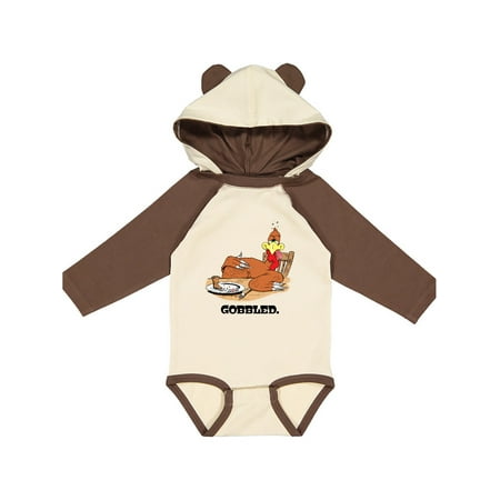 Inktastic Stuffed Turkey Gobbled Gift Baby Boy or Baby Girl Long Sleeve Bodysuit