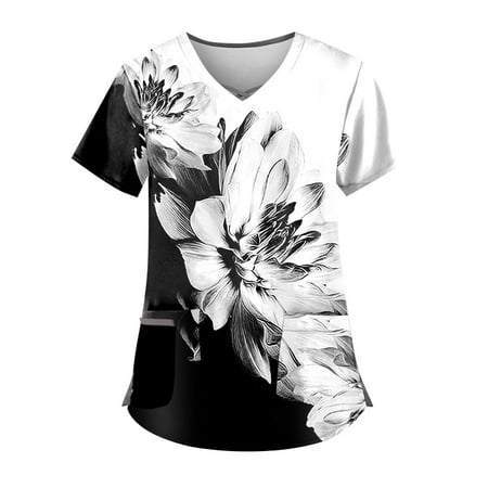 TKing Fashion Independence Day Women Plus Size Scrubs Top V-Neck Short Sleeve Printed Pockets Work Blouse for Women Black 3XL
TKing Fashion Independence Day Women Plus Size Scrubs Top V-Neck Short Sleeve Printed Pockets Work Blouse for Women Black 3XL