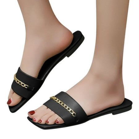 Aayomet Womens Sandals Shoes Metal Solid Chain Ladies Fashion Outer Beach Shoes Flat Sandals Color Women s sandals Black 6.5
Aayomet Womens Sandals Shoes Metal Solid Chain Ladies Fashion Outer Beach Shoes Flat Sandals Color Women s sandals Black 6.5