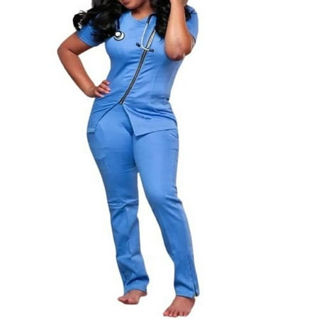 New Style Medical Uniform Scrub Set Hospital Nurse Top and Pant with Zip-up Design for Women - Royal Blue
New Style Medical Uniform Scrub Set Hospital Nurse Top and Pant with Zip-up Design for Women - Royal Blue