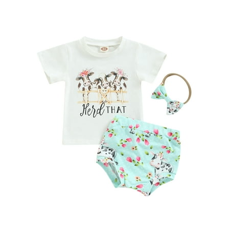 Toddler Girls Clothes Short Sleeve Round Collar Bull Print Tops Short Pants Headband Outfits
Toddler Girls Clothes Short Sleeve Round Collar Bull Print Tops Short Pants Headband Outfits