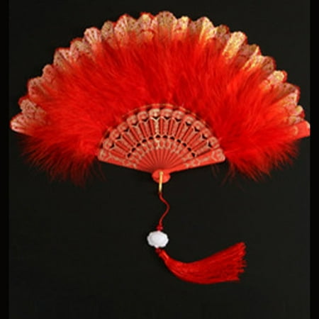 Fule Lolita Feather Folding Fan Sweet Fairy Girl Court Dance Hand Fan With Pendant