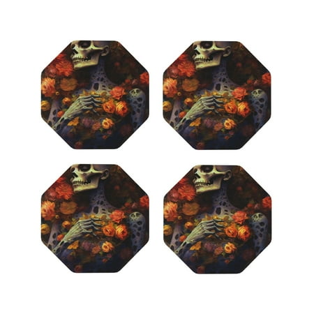 Tebeau Vintage Floral Skull Print Set of 4 Leather Drink Coasters Round Cup Mat Pad for Home and Kitchen Use 4 -Octagon
Tebeau Vintage Floral Skull Print Set of 4 Leather Drink Coasters Round Cup Mat Pad for Home and Kitchen Use 4 -Octagon