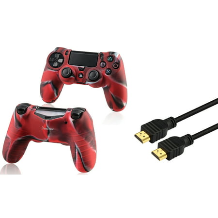 Insten Black 3FT M\/M High Speed HDMI Cable+Camouflage Navy Red Case for Sony PS4 Playstation 4