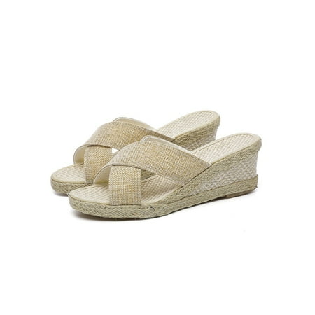 Eloshman Womens Sandals Summer Espadrilles Slip On Slides Walking Cross Strap Beach Slide Slippers Lightweight Casual Shoes Beige 5
Eloshman Womens Sandals Summer Espadrilles Slip On Slides Walking Cross Strap Beach Slide Slippers Lightweight Casual Shoes Beige 5