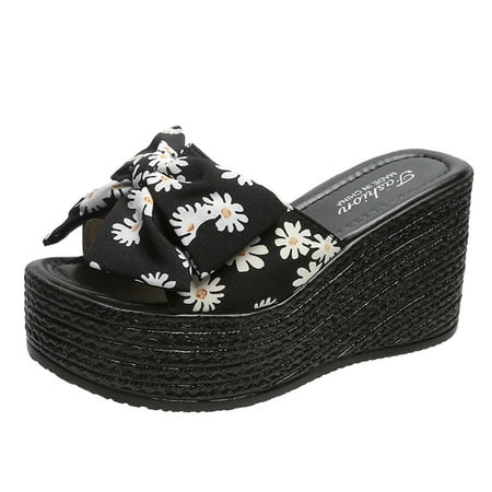 A1 new home gifts for home Ladies Fashion Summer Bow Floral Fabric Wedge Heel Open Toe Sandals Cloth Black
A1 new home gifts for home Ladies Fashion Summer Bow Floral Fabric Wedge Heel Open Toe Sandals Cloth Black