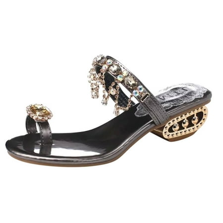 Wesracia Women s Ladies Fashion Crystal Outdoor Toe Ring Slippers Thick Heel Party Shoes
Wesracia Women s Ladies Fashion Crystal Outdoor Toe Ring Slippers Thick Heel Party Shoes