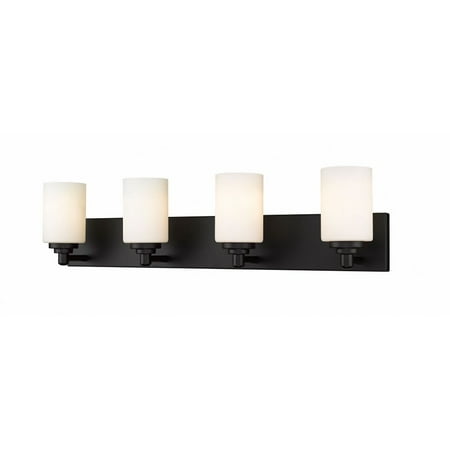 4 Light Vanity Light Fixture-7.5 inches Tall and 31.5 inches Wide-Matte Black Finish Bailey Street Home 372-Bel-4186015 
4 Light Vanity Light Fixture-7.5 inches Tall and 31.5 inches Wide-Matte Black Finish Bailey Street Home 372-Bel-4186015