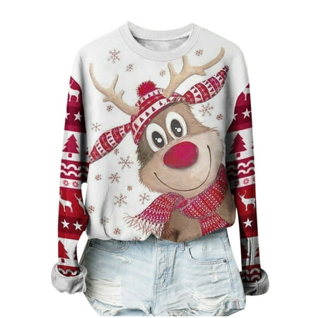 jsaierl Women s Christmas Sweatshirts Long Sleeve Cute Elk Graphic Top Workout Crewneck Sweatshirt Cute Pullover for Women Fashion 2022
jsaierl Women s Christmas Sweatshirts Long Sleeve Cute Elk Graphic Top Workout Crewneck Sweatshirt Cute Pullover for Women Fashion 2022