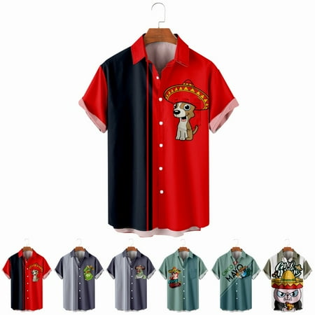 LANLIN Men Dad Collared Polo Shirts Funny Relaxed-Fit Tops Up to 8XL