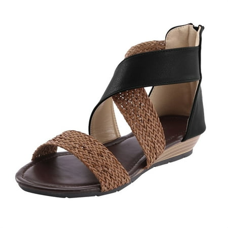 Wedges for Women Shoes for Women Women Weave Wedge Heel Shoes Zipper Sandals Casual Beach Sandals Roman Shoes
Wedges for Women Shoes for Women Women Weave Wedge Heel Shoes Zipper Sandals Casual Beach Sandals Roman Shoes