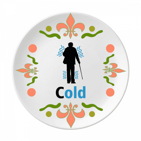 Old Man Crutch Cold Weather Flower Ceramics Plate Tableware Dinner Dish