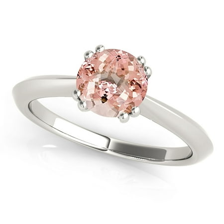 0.90 Carat Morganite Engagement Ring In 10k White Gold