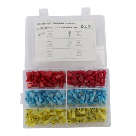 180Pcs Quick Electrical Cable Connectors Snap Splice Lock Wire Terminals Crimp