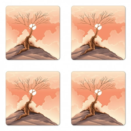 Landscape Coaster Set of 4 Lonely Tree on Top of Cliff Rock Above the Moon Magistic Landscape Art Print Square Hardboard Gloss Coasters Standard Size Orange Brown by Ambesonne
Landscape Coaster Set of 4 Lonely Tree on Top of Cliff Rock Above the Moon Magistic Landscape Art Print Square Hardboard Gloss Coasters Standard Size Orange Brown by Ambesonne