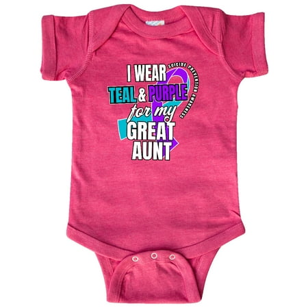 Inktastic Suicide Prevention I Wear Teal and Purple for My Great Aunt Gift Baby Boy or Baby Girl Bodysuit
Inktastic Suicide Prevention I Wear Teal and Purple for My Great Aunt Gift Baby Boy or Baby Girl Bodysuit