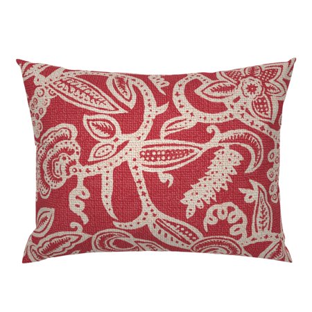 Floral Texture Traditional Leaves Cream Lace Monochrome Pillow Sham by Roostery