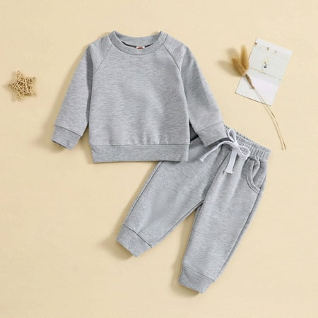 Qingpeng Clearance Toddler Baby Boys Girls Fall Winter Clothes Solid Color Long Sleeves Crewneck Sweatshirt & Joggers Pants Fall Outfits Set
Qingpeng Clearance Toddler Baby Boys Girls Fall Winter Clothes Solid Color Long Sleeves Crewneck Sweatshirt & Joggers Pants Fall Outfits Set