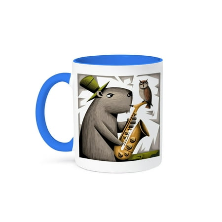 3dRose Funny Cute Cool Capybara Playing Saxophone Music with Owl Abstract 15oz Two-Tone Blue Mug
3dRose Funny Cute Cool Capybara Playing Saxophone Music with Owl Abstract 15oz Two-Tone Blue Mug