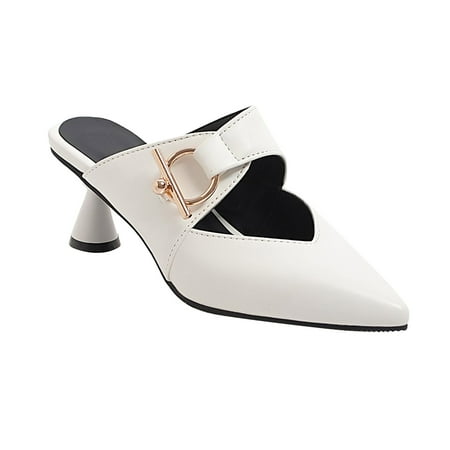 Womens Fashionable Faux Leather Mid-heel Shoes For Ladies Summer Sandals Summer Open Toe Slide Sandals Comfortable Flats Flip-Flops Sandal Casual Platforms Wedge Sandals Heeled Sandals A44097