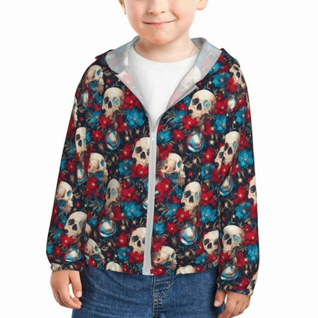 Ocsxa Skull red flower blue Print Kids Active Zipper Sun Protection Jacket Boys Girls Hooded Cooling Shirt-3 Years
Ocsxa Skull red flower blue Print Kids Active Zipper Sun Protection Jacket Boys Girls Hooded Cooling Shirt-3 Years