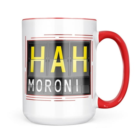 Neonblond HAH Airport Code for Moroni Mug gift for Coffee Tea lovers