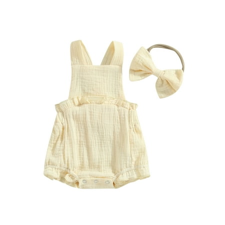 Baby Girl 2Pcs Summer Outfits Cotton Linen Sleeveless Backless Solid Color Romper Jumpsuits with Headband Outfits Clothes
Baby Girl 2Pcs Summer Outfits Cotton Linen Sleeveless Backless Solid Color Romper Jumpsuits with Headband Outfits Clothes