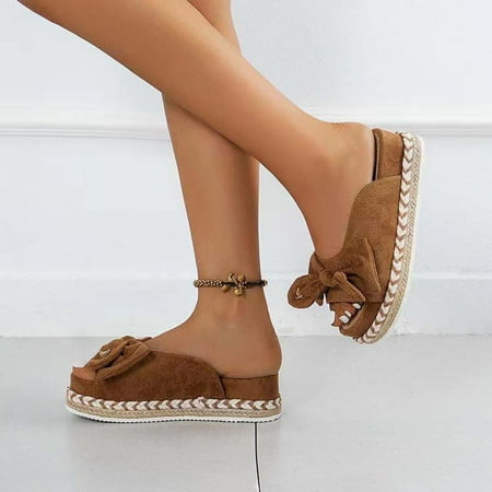 FITORON Womens Slippers- Summer Flat-shaped Hemp Rope Platform Shoes Bow Slippers Khaki 41
FITORON Womens Slippers- Summer Flat-shaped Hemp Rope Platform Shoes Bow Slippers Khaki 41
