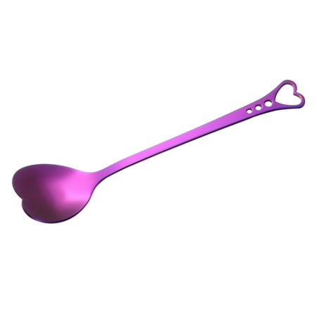 

HEMOTON Stainless Steel Spoon Gold Plating Heart Shaped Dessert Spoon Unique Charming Stirring Spoon Tableware Scoop for Home Restaurant Coffee Shop (Purple)