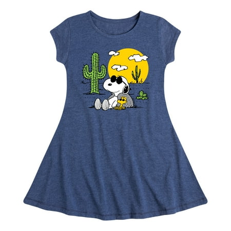 Peanuts - Snoopy & Woodstock - Toddler And Youth Girls Fit And Flare Dress