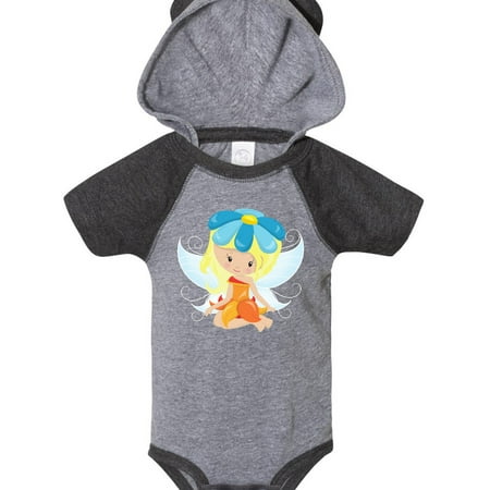 Inktastic Cute Fairy Blonde Hair Fairy With Blue Flower Gift Baby Girl Bodysuit