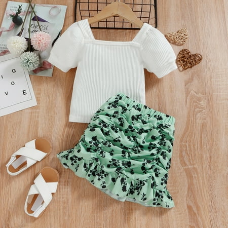 Hunpta Toddler Kids Girls Clothes Casual Beach Ribbed Short Sleeves Top Floral Skirt 2PCS Outfits Set
Hunpta Toddler Kids Girls Clothes Casual Beach Ribbed Short Sleeves Top Floral Skirt 2PCS Outfits Set