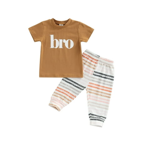 TheFound Infant Baby Boys Summer Outfits Letter Print Short Sleeve T-Shirt+Striped Pants 2Pcs Casual Clothes
TheFound Infant Baby Boys Summer Outfits Letter Print Short Sleeve T-Shirt+Striped Pants 2Pcs Casual Clothes