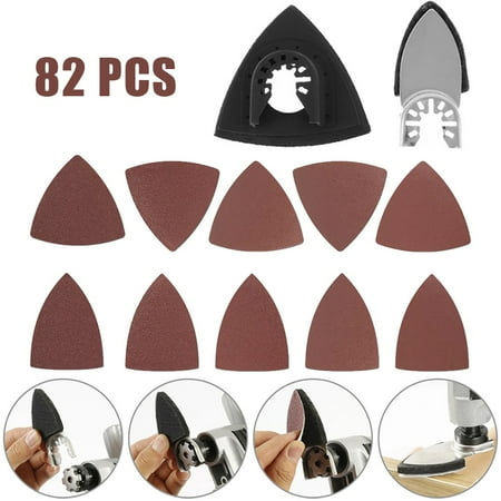 RANMEI 82pcs Sand Pad Triangular Finger Sand Pad Assorted Set 60/80/120/180/240Grits