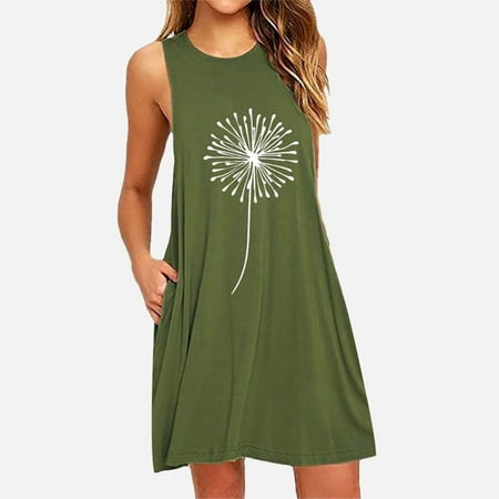 WANYNG dresses for women 2022 Pocket Dandelions Printing Sleeveless Casual Nightdress womens fall fashion 2022 Army Green S
WANYNG dresses for women 2022 Pocket Dandelions Printing Sleeveless Casual Nightdress womens fall fashion 2022 Army Green S