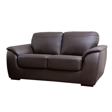 Bethel Leather Loveseat, Brown