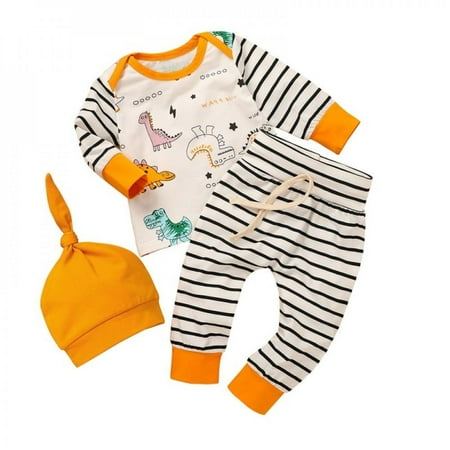 Clearance Sale 3Pcsborn Infant Dinosaur Stripe Clothing Long Sleeve top+Stripe Pants +Hat Baby Boy Girls Clothes Outfit Set
Clearance Sale 3Pcsborn Infant Dinosaur Stripe Clothing Long Sleeve top+Stripe Pants +Hat Baby Boy Girls Clothes Outfit Set