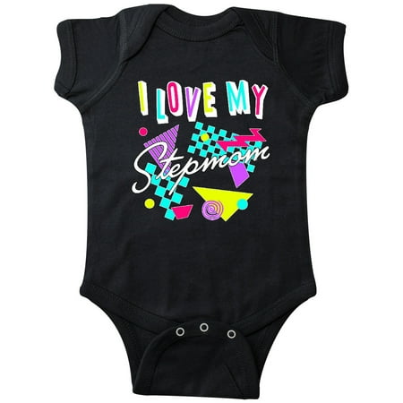 Inktastic I Love my Stepmom- 80s retro style Gift Baby Boy or Baby Girl Bodysuit
