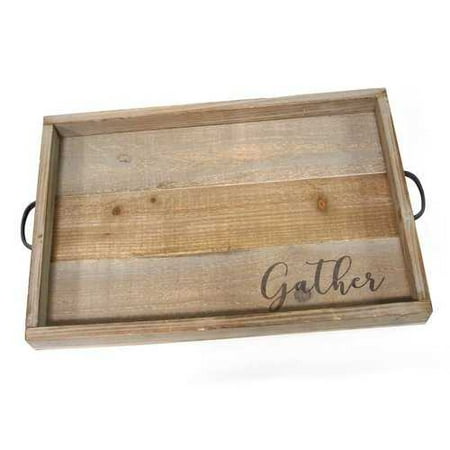 homeroots.co Modern Farmhouse Gather Wood & Metal Tray