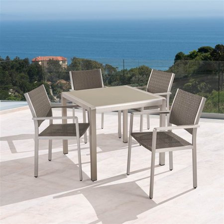 5-Pc Outdoor Dining Set in Silver and Gray