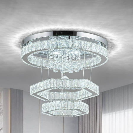 GAHACONNIE Crystal LED Chandelier Pendant Light Fixture 19.6 Stainless Steel 3 Ring Modern Ceiling Lamps for Living Room Dining Room Foyer Girls Bedroom (Cool White)
GAHACONNIE Crystal LED Chandelier Pendant Light Fixture 19.6 Stainless Steel 3 Ring Modern Ceiling Lamps for Living Room Dining Room Foyer Girls Bedroom (Cool White)