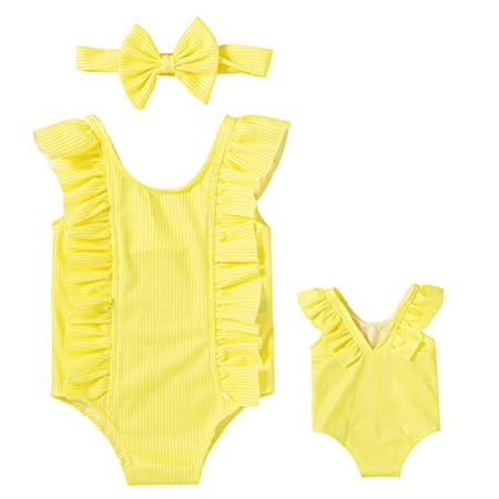 Styles I Love Baby Toddler Girls Stripe Ruffled One-Piece Swimsuit with Headband Yellow Bathing Suit Beach Swimwear (9 Months)
Styles I Love Baby Toddler Girls Stripe Ruffled One-Piece Swimsuit with Headband Yellow Bathing Suit Beach Swimwear (9 Months)