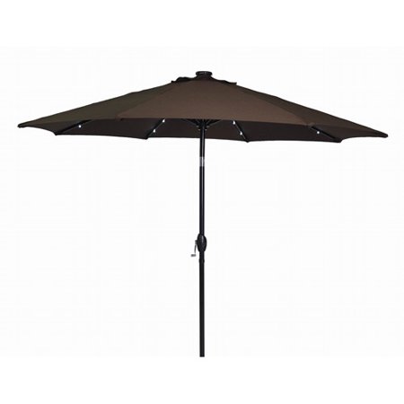 Better Homes and Gardens 9' Solar Umbrella, Chocolate Chip